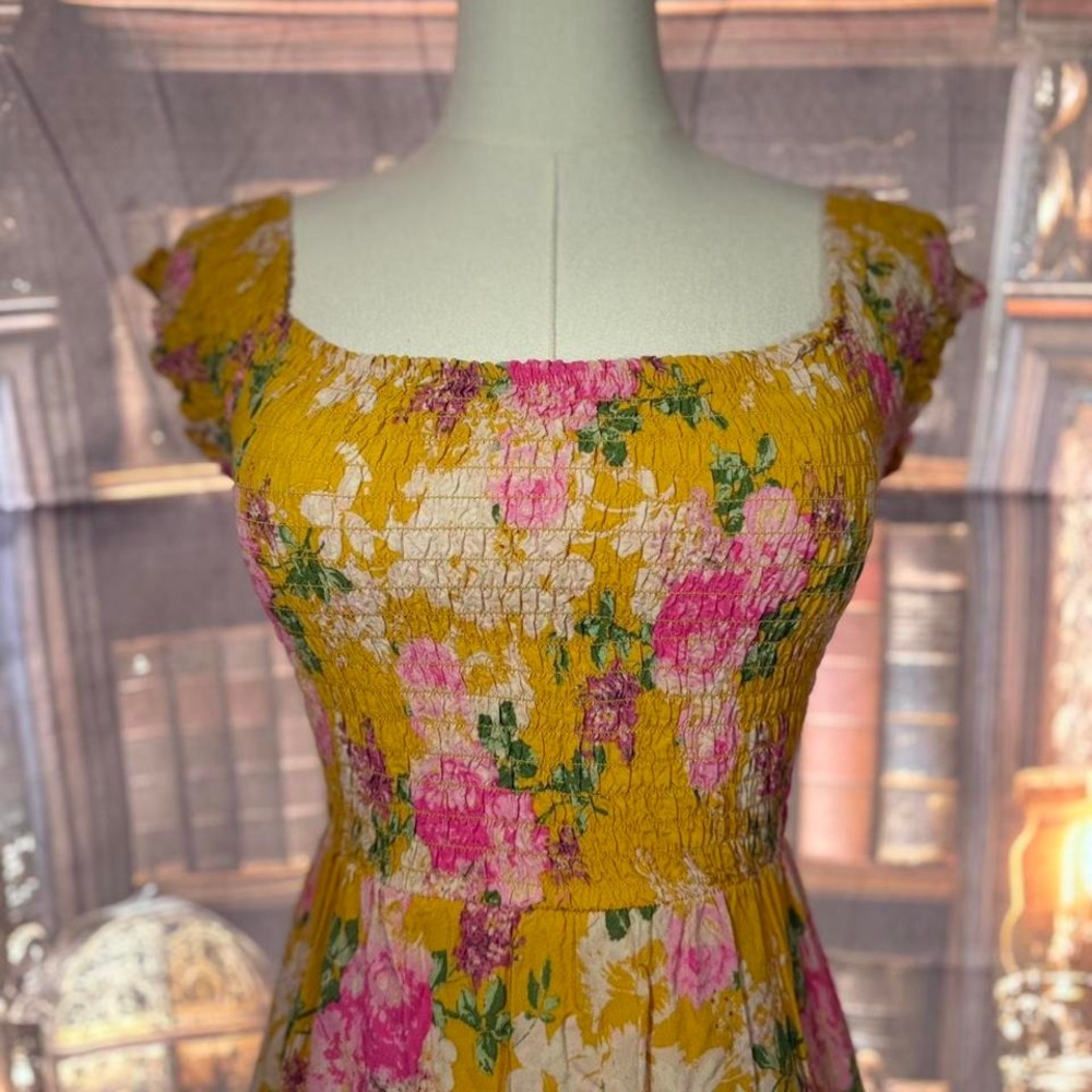 Yellow Lark & Grey Floral Maxi Dress - Picture 2 of 7